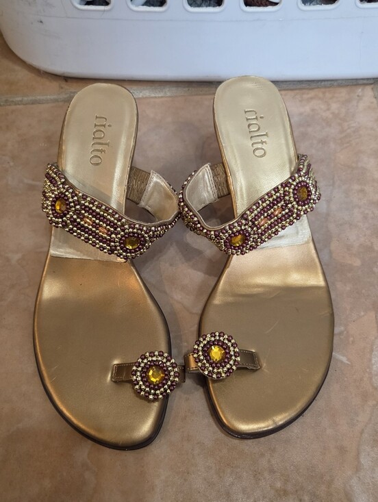 Rialto Shoes - Rialto Beaded Boho Hippie Clubwear Heeled Sandals Summer | 6